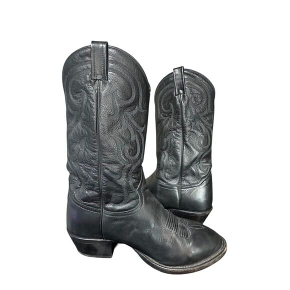 Tony Lama Mens CZ820  Buck Black Leather Pull On Cowboy Western Boots US 9.5 EE main image 5